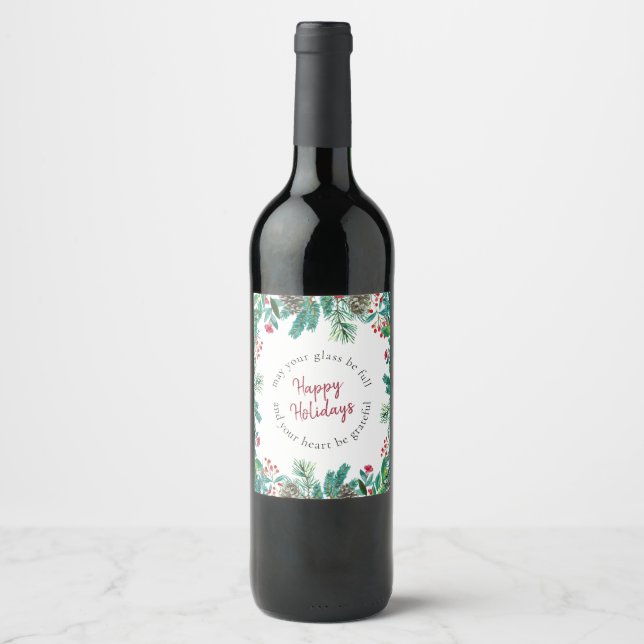 Elegant Christmas Wine Label (Front)