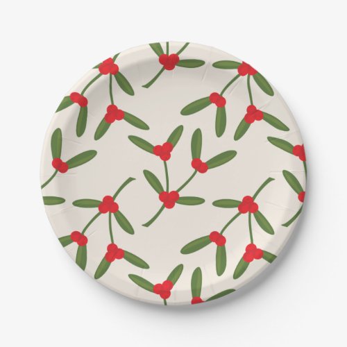 Elegant Christmas Winter Berries Holiday Paper Plates