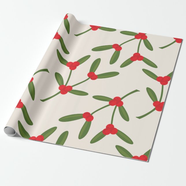 Elegant Christmas Winter Berries Holiday Wrapping Paper (Unrolled)