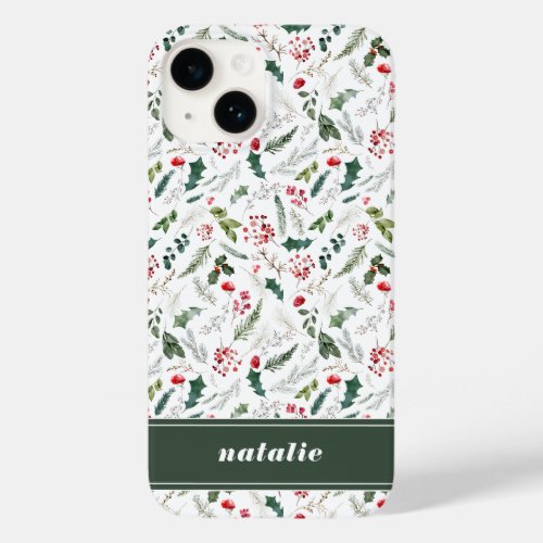 Elegant Christmas Winter Botanical Pattern  Case_Mate iPhone 14 Case