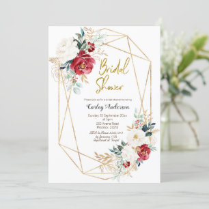 Elegant Christmas Winter Floral Bridal Shower Invitation