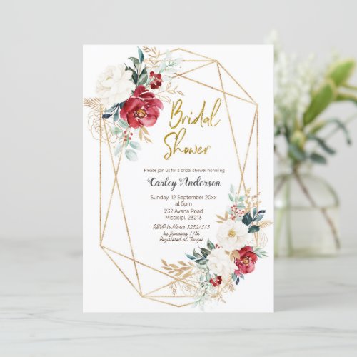 Elegant Christmas Winter Floral Bridal Shower Invitation