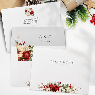 Elegant Christmas Winter Floral Envelope