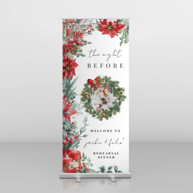 Elegant Christmas | Winter Floral Rehearsal Dinner Retractable Banner (Creator Uploaded)