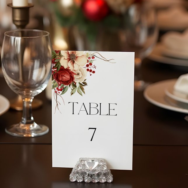 Elegant Christmas Winter Floral Table Number (Creator Uploaded)