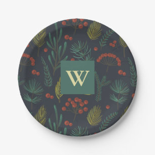 Elegant Christmas Winter Greenery Botanical Paper Plates