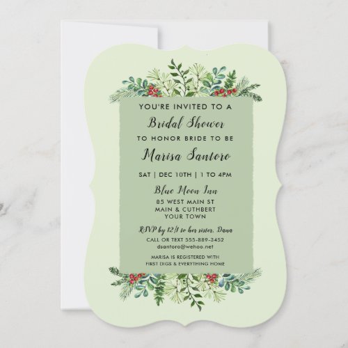 Elegant Christmas Winter Holiday Bridal Shower Invitation