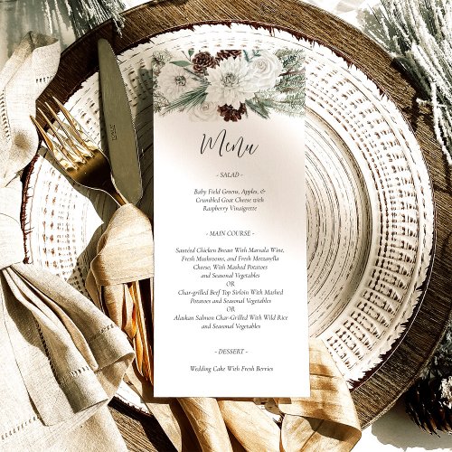 Elegant Christmas Winter Pines Wedding Menu