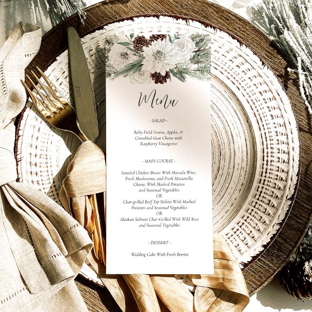 Elegant Christmas Winter Pines Wedding Menu (Creator Uploaded)