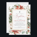 Elegant Christmas Winter Red Baptism Invitation<br><div class="desc">Elegant Christmas Winter Red Baptism Invitation</div>