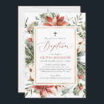 Elegant Christmas Winter Red Baptism Invitation<br><div class="desc">Elegant Christmas Winter Red Baptism Invitation</div>