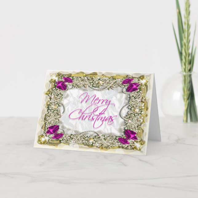 Elegant christmas winter snow holiday card (Front)