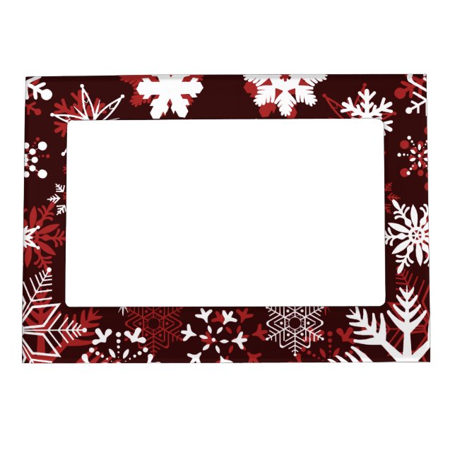 Elegant Christmas winter snowflakes Magnetic Photo Frame (Front)