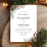 Elegant Christmas Winter Watercolor Wedding  Invitation<br><div class="desc">This Elegant Christmas Winter Watercolor Wedding Invitation sets the perfect tone for a holiday celebration filled with warmth and charm. The design features soft watercolor greenery, evergreens, pine cones, red berries, and festive accents that bring a cozy winter feel while staying timeless and elegant. Fully editable and easy to personalize,...</div>