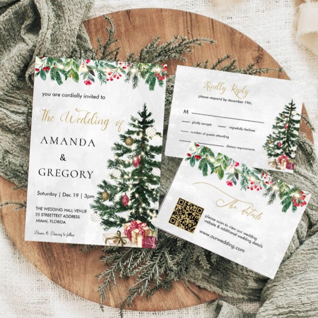 Elegant Christmas Winter Wedding Details Enclosure Card (Creator Uploaded)