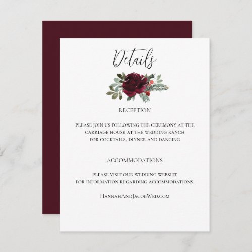 Elegant Christmas Winter Wedding Enclosure Card