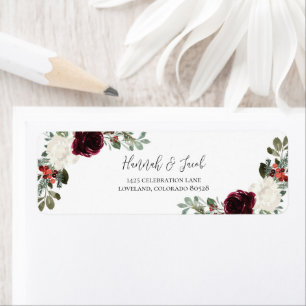 Elegant Christmas Winter Wedding Return Address Label