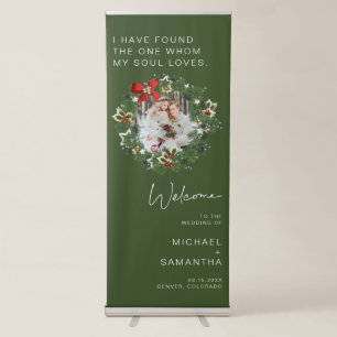 Elegant Christmas   Winter Wedding Welcome Green Retractable Banner