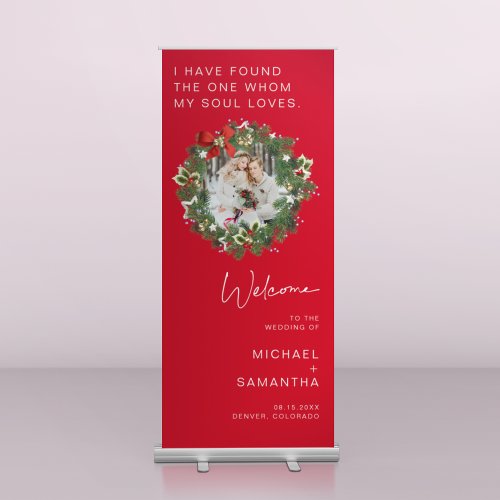 Elegant Christmas  Winter Wedding Welcome Retractable Banner