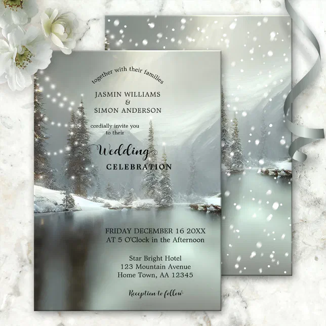 Elegant Christmas Winter Wonderland Wedding Invitation | Zazzle