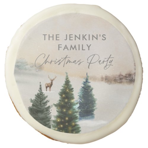 Elegant Christmas Woodland Party Sugar Cookie