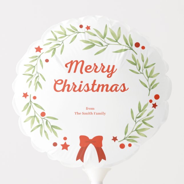 Elegant Christmas wreath and stars Balloon (Front)