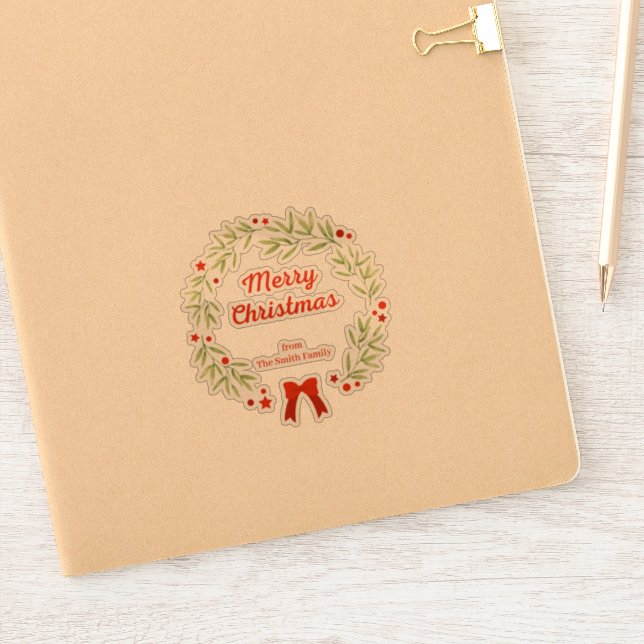 Elegant Christmas wreath and stars Sticker (Notebook)