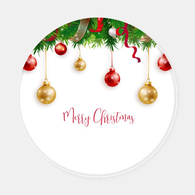 Elegant  Christmas Wreath Boarder with Ornaments  Coaster Set (Single)