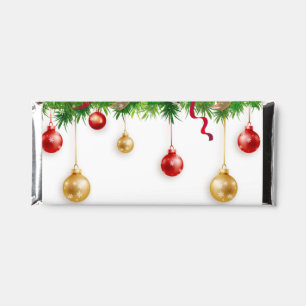 Elegant Christmas Wreath Boarder with Ornaments Hershey Bar Favors