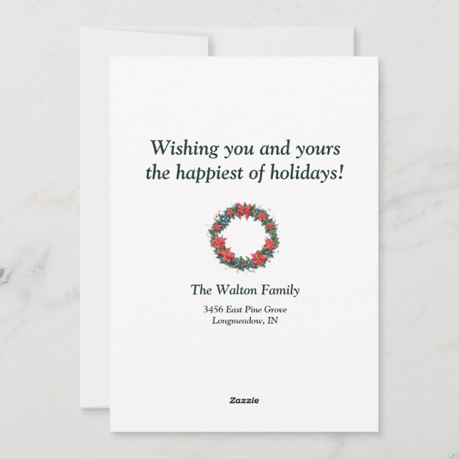 Elegant Christmas Wreath Card – PersonalizedCard (Back)
