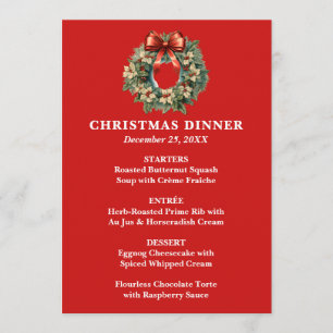 Elegant Christmas Wreath Christmas Dinner Menu