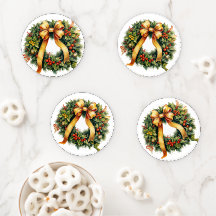 Elegant Christmas Wreath Coaster Set