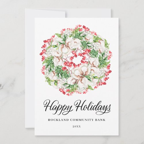 Elegant Christmas Wreath Corporate Holiday Card