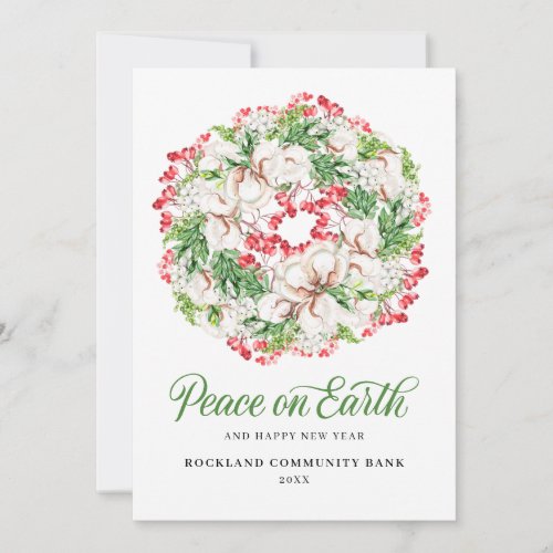 Elegant Christmas Wreath Corporate  Holiday Card