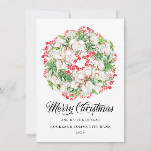 Elegant Christmas Wreath Corporate Holiday Card