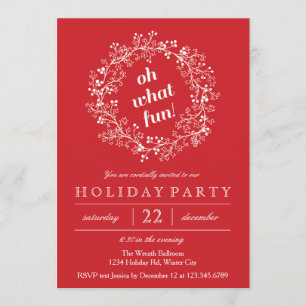 Elegant Christmas Wreath Holiday Party Invitation