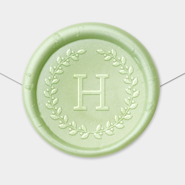 Elegant Christmas Wreath Initial Monogram Wax Seal Sticker (Creator Uploaded)
