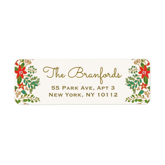 Elegant Christmas Wreath Label (Front)
