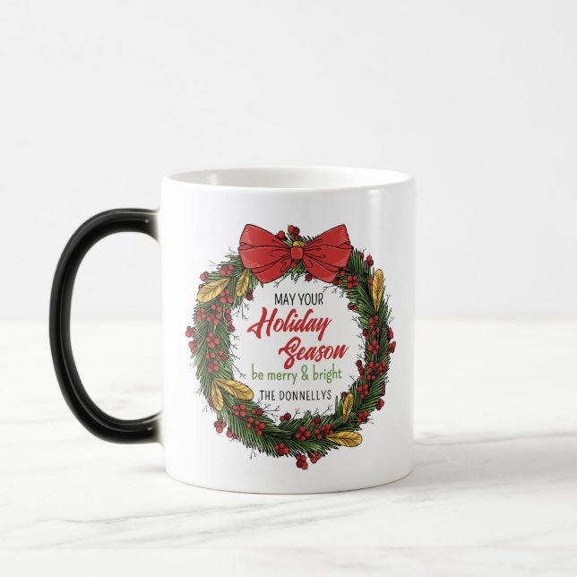 Elegant Christmas Wreath Personalize Mug (Left)