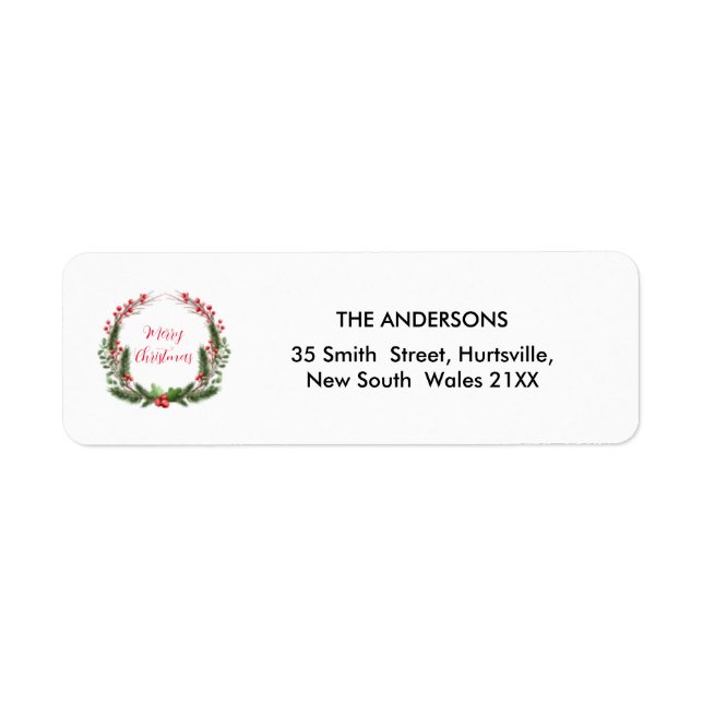 Elegant Christmas Wreath Personalized  Label (Front)