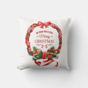 Elegant Christmas Wreath Pillow