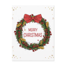 Elegant Christmas Wreath Postcard