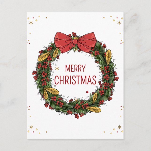 Elegant Christmas Wreath Postcard (Front)