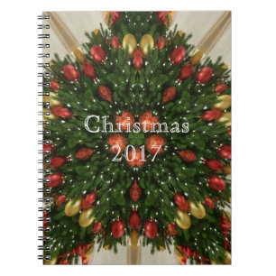 Elegant Christmas Wreath Red Green Kaleidoscopic Notebook