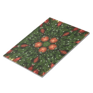 Elegant Christmas Wreath Red Green Kaleidoscopic Notepad
