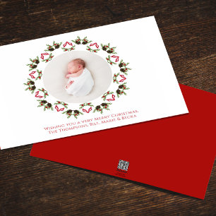 Elegant Christmas Wreath Simple Photo Holiday Card