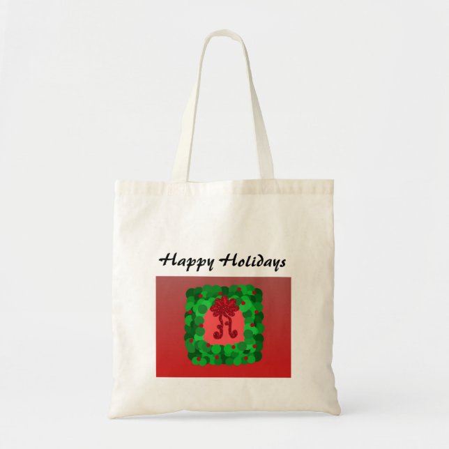 Elegant Christmas Wreath Tote Bag (Front)