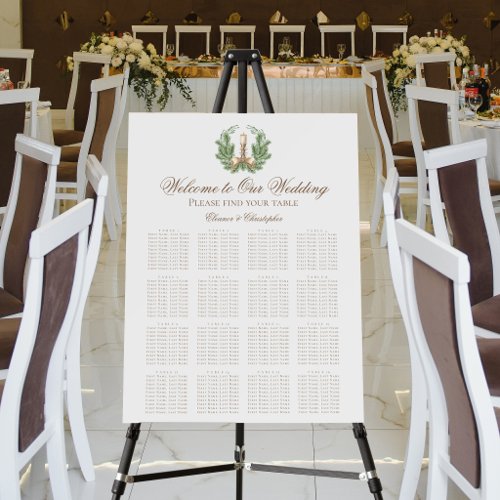 Elegant Christmas Wreath Wedding Seating Chart Foam Board