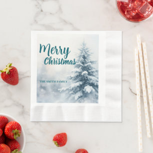 Elegant Christmas Xmas winter pine tree forest Hol Napkins