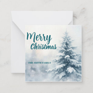 Elegant Christmas Xmas winter pine tree forest Hol Note Card